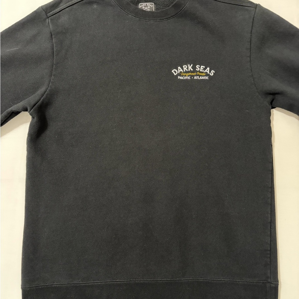 Dark Seas Division Escrito Heavyweight Crew Fleece in Black Pacific Atlantic